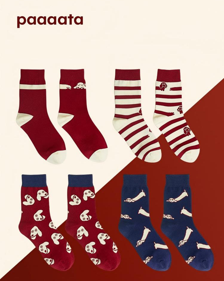 Dachshund Print Crew Socks | 4 Colors