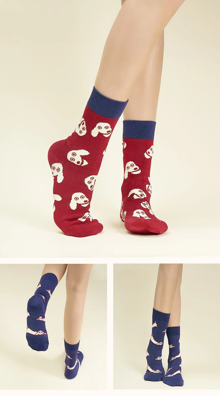 Dachshund Print Crew Socks