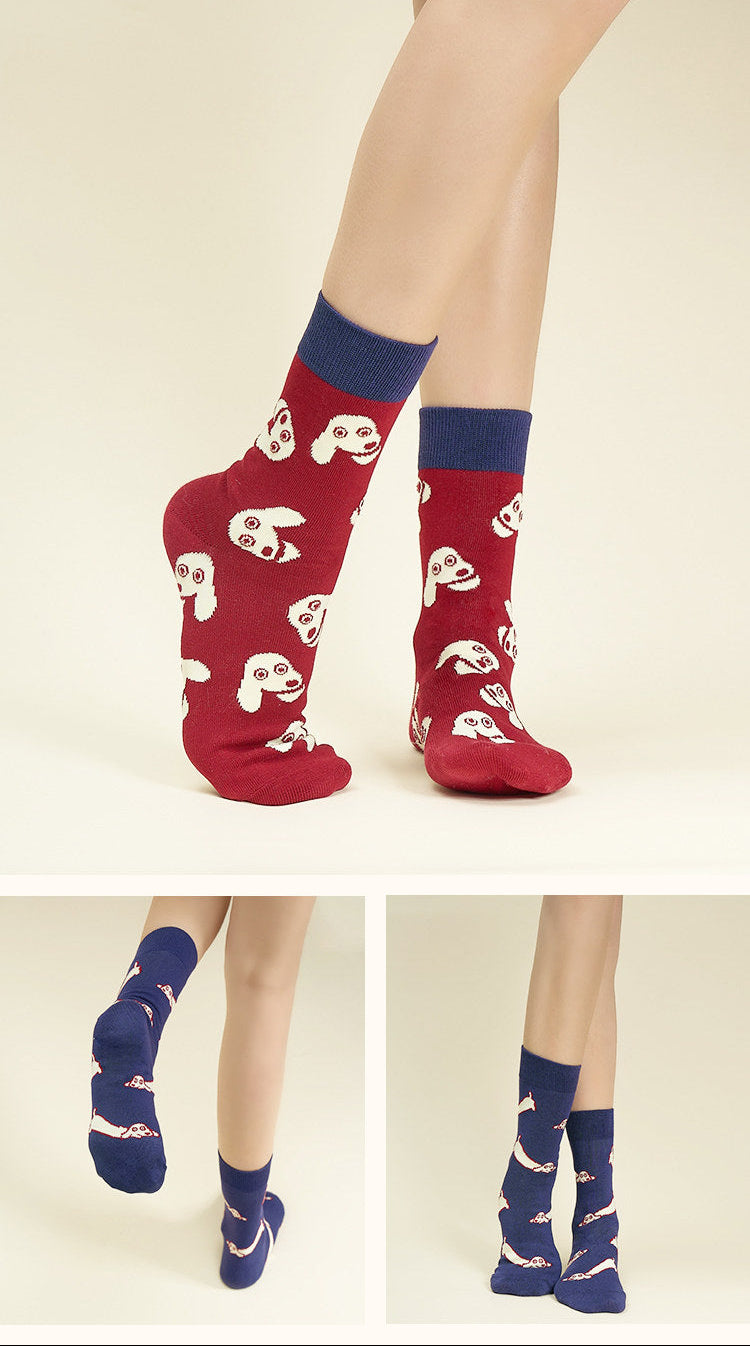 Dachshund Print Crew Socks | 4 Colors