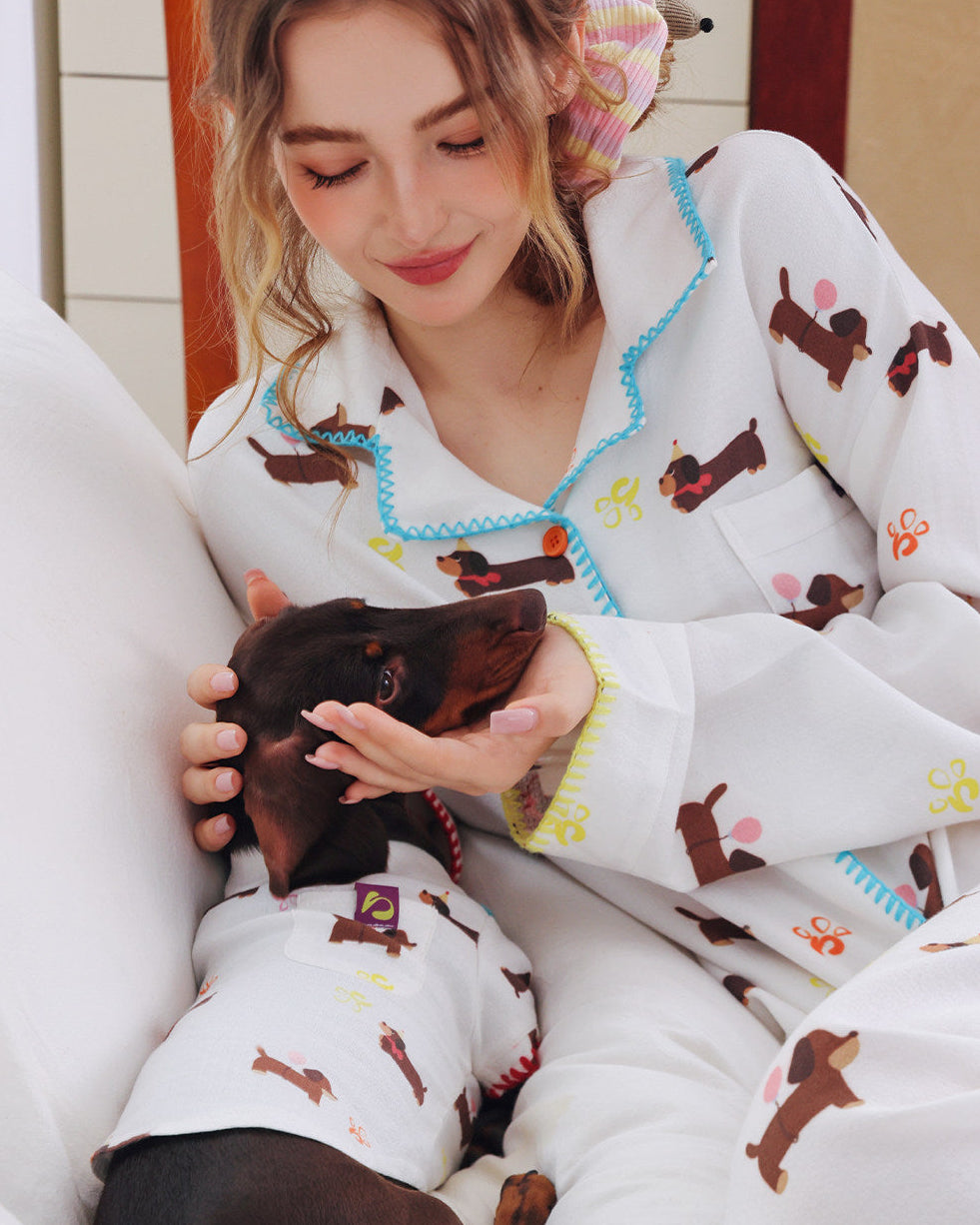 Cute Dachshund Print Pet Pajamas