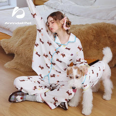 Dachshund Cartoon Print  Pajama Set