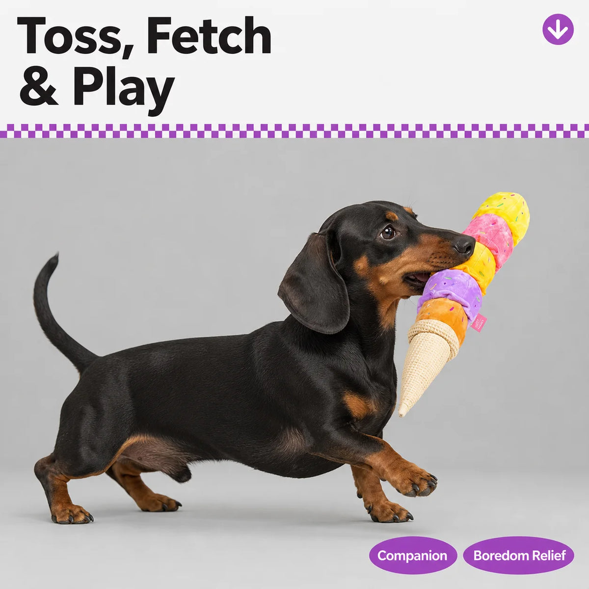 Colorful Ice Cream Plush Squeaky Dog Toy