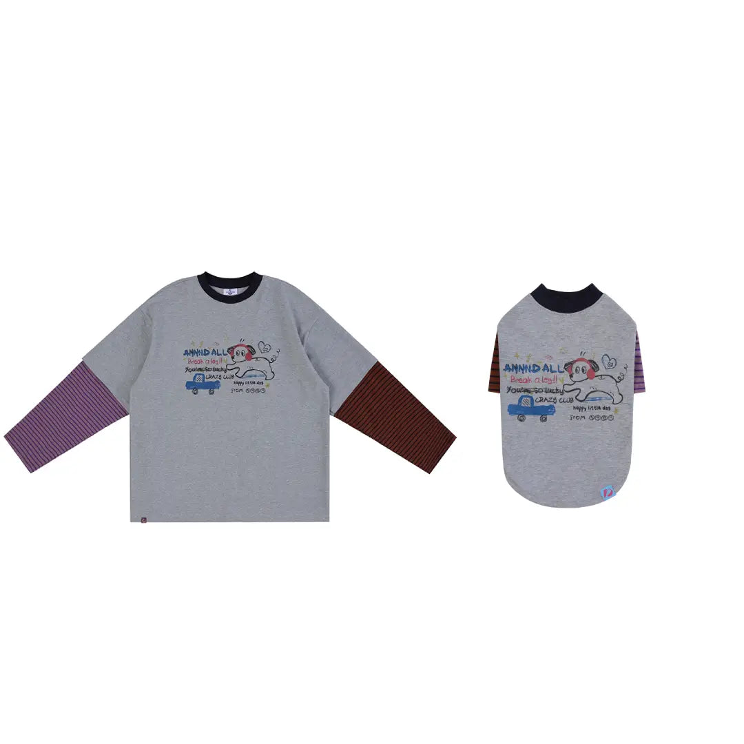 Faux Two-Piece Matching Sweatshirt – Human & Pet