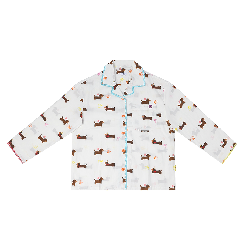 Cute Dachshund Cartoon Print  Pajama Set