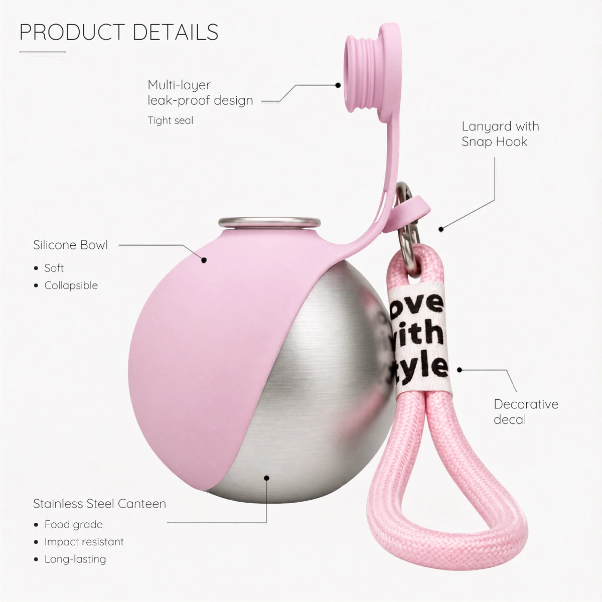Portable 2-in-1 Dog Water Bottle with Bowl