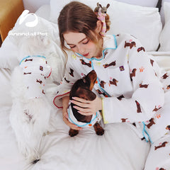 Dachshund Cartoon Print  Pajama Set