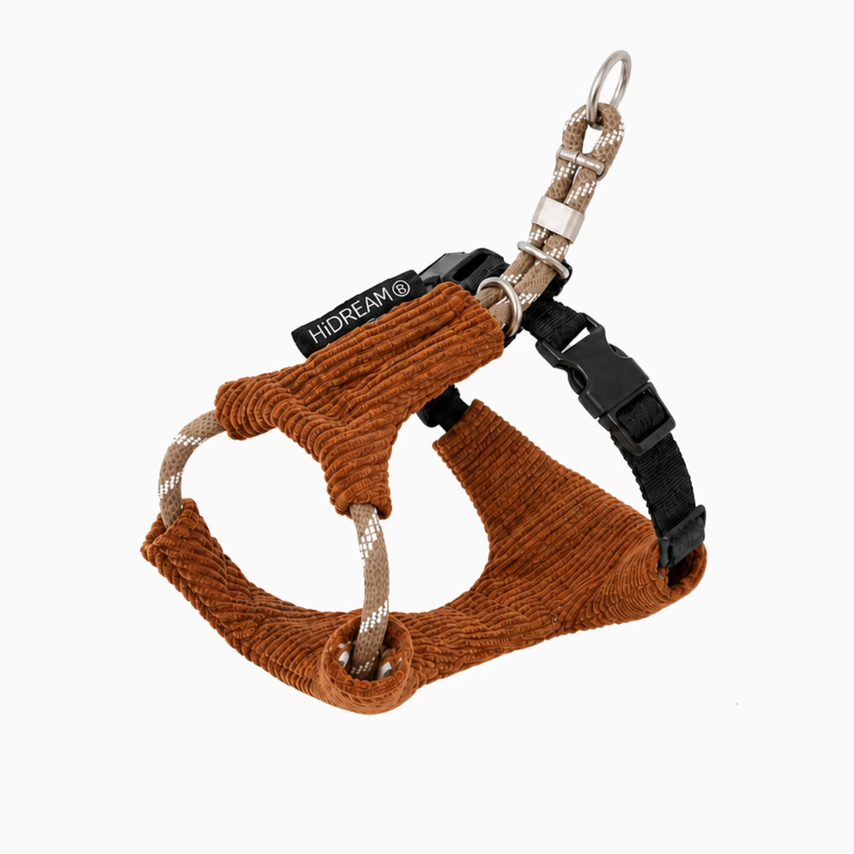 Hidream brown soft corduroy dachshund harness for long bodies