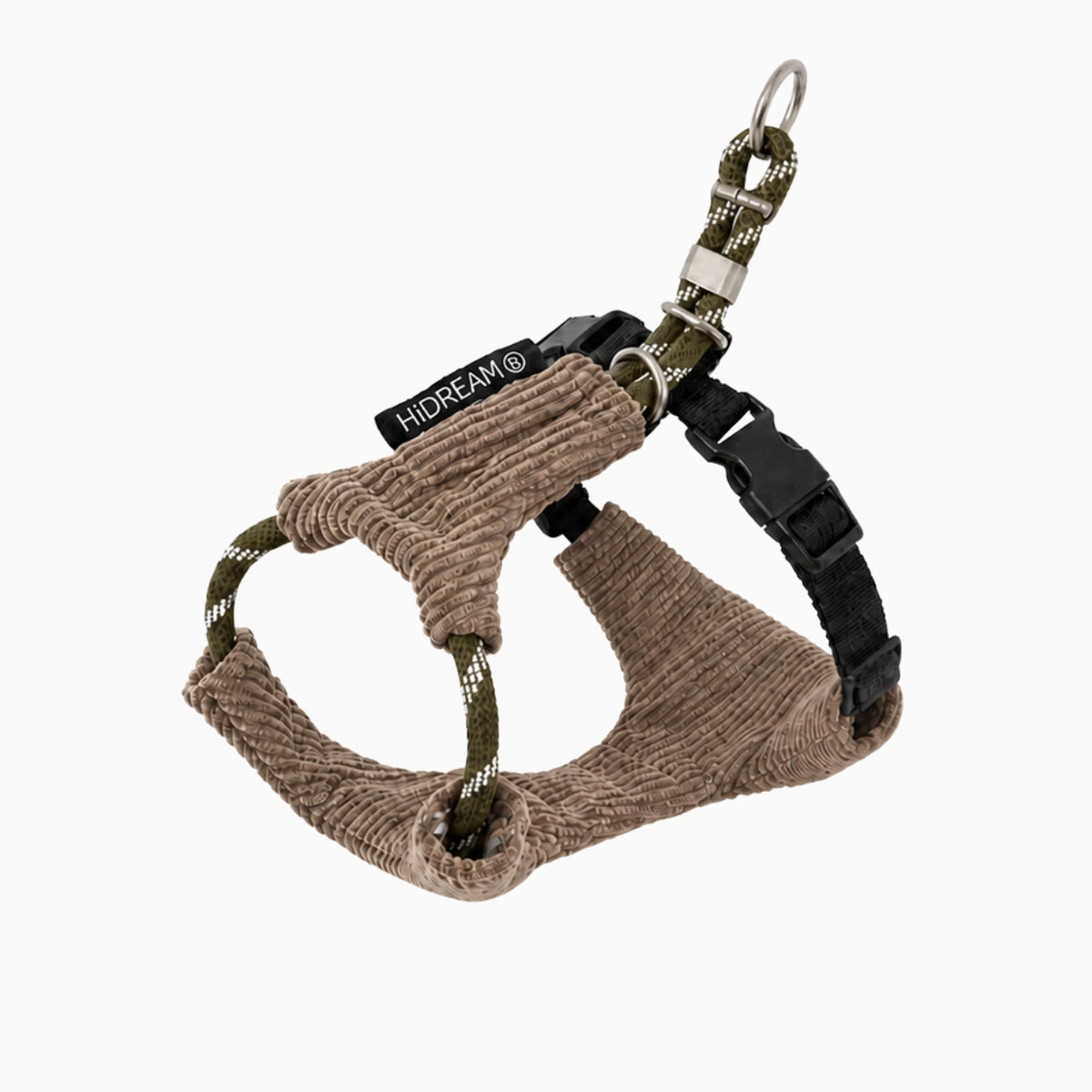 Hidream gray soft corduroy dachshund harness with no-choke fit