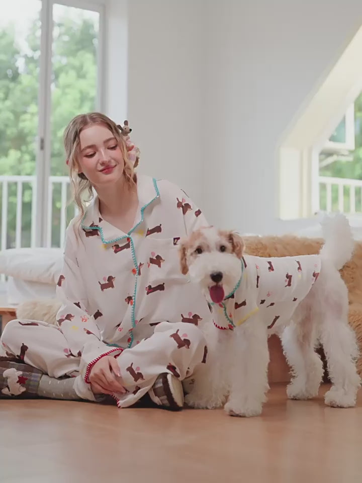 Cute Dachshund Print Pet Pajamas